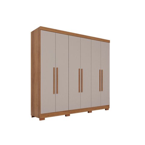 Guarda Roupa Casal 6 Portas Recife Salleto Cinamomo/off White