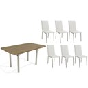 Ver imagem 1 de Conjunto: Mesa Sala Jantar Elba C/ Tampo de Madeira 160cm e 6 Cadeiras Amsterdã Niquel/nogueira -