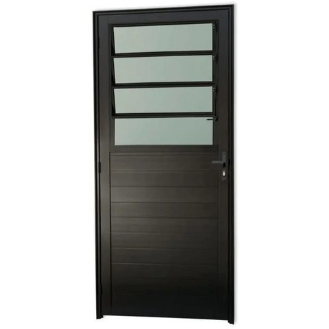 Porta de Aluminio Basculante Lambril Esquerda Linha Premium:2,10 X 0,90/preto