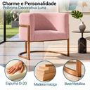 Ver imagem 2 de Poltrona Decorativa Luna Bouclé Premium para Sala Escritório Recepção Base Circular em Ferro Madeira