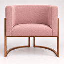 Ver imagem 7 de Poltrona Decorativa Luna Bouclé Premium para Sala Escritório Recepção Base Circular em Ferro Madeira