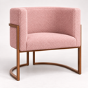 Ver mais imagens de Poltrona Decorativa Luna Bouclé Premium para Sala Escritório Recepção Base Circular em Ferro Madeira