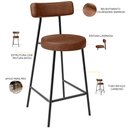 Ver imagem 4 de Kit 02 Banquetas Baixa para Cozinha Sala de Jantar Bancada Milão L02 Couríssimo Marrom - lyam decor