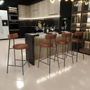 Ver imagem 2 de Kit 02 Banquetas Baixa para Cozinha Sala de Jantar Bancada Milão L02 Couríssimo Marrom - lyam decor