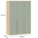 Ver imagem 5 de Guarda Roupa 3 Portas Verde Laqueado com Carvalho Malva | MDF 18mm