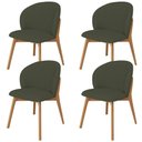Ver imagem 1 de Kit 04 Cadeiras de Jantar e Estar Living Estofada Mia L02 Linho Verde Musgo - Lyam Decor