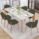 Ver imagem 4 de Kit 04 Cadeiras de Jantar e Estar Living Estofada Mia L02 Linho Verde Musgo - Lyam Decor