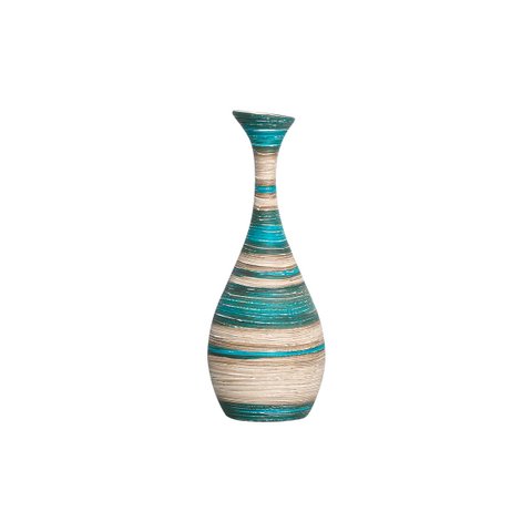 Vaso Decorativo de Mesa Vanguard Pequeno Azul e Palha Marrakesh