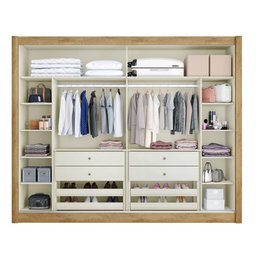 Guarda Roupa Casal com Espelho 2 Portas 4 Gavetas - Creta-Amêndoa/Off White - Móveis Europa - 5