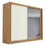 Guarda Roupa Casal com Espelho 2 Portas 4 Gavetas - Creta-Amêndoa/Off White - Móveis Europa - 2