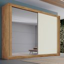 Ver imagem 1 de Guarda Roupa Casal com Espelho 2 Portas 4 Gavetas - Creta-Amêndoa/Off White - Móveis Europa