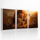 Ver imagem 1 de Kit 3 Quadros Decoração Grande Nunca Foi Sorte Família Leão para Sala Quarto com Moldura 40x60cm