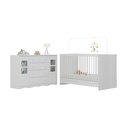 Ver imagem 2 de Berço 3 em 1 para Colchão 130x60cm com Cômoda 2 Portas 4 Gavetas Serena Multimóveis Mp4749