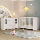 Ver imagem 1 de Berço 3 em 1 para Colchão 130x60cm com Cômoda 2 Portas 4 Gavetas Serena Multimóveis Mp4749