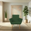 Ver imagem 2 de Kit 8 Poltronas Decorativa Leticia Suede Verde Pés Palito Castanho - Pallazio