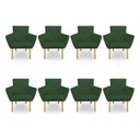 Ver imagem 1 de Kit 8 Poltronas Decorativa Leticia Suede Verde Pés Palito Castanho - Pallazio
