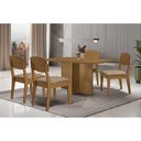 Ver imagem 1 de Conjunto: Mesa Sala Jantar Berlim Curvo 120cm + 4 Cadeiras Havana Naturale - Linho Capuccino -
