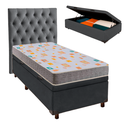 Ver imagem 1 de Cama Box Bau + Colchão Solteiro D20 D20 Inducol + Cabeceira Estofada