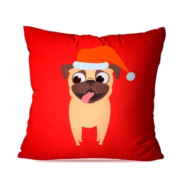 Kit 2 Capas para Almofadas de Natal Pug Natalinos 35x35cm - 2