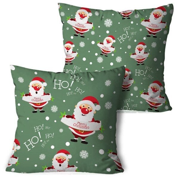 Kit 2 Capas para Almofadas de Natal Merry Christmas Green 45x45cm - 1