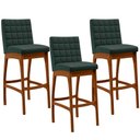 Ver imagem 1 de Kit 03 Banquetas Altas Para Cozinha Sala de Jantar Fixa Mila B04 Linho Verde Musgo - Lyam Decor