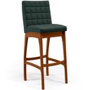 Ver imagem 3 de Kit 03 Banquetas Altas Para Cozinha Sala de Jantar Fixa Mila B04 Linho Verde Musgo - Lyam Decor