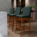 Ver imagem 2 de Kit 03 Banquetas Altas Para Cozinha Sala de Jantar Fixa Mila B04 Linho Verde Musgo - Lyam Decor