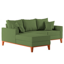 Ver imagem 4 de Sofá 3 Lugares Beny com Chaise Esquerdo Linho Verde Oliva