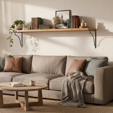 Kit 2 Prateleira Suspensa Mão Francesa Côncavo 30x100cm