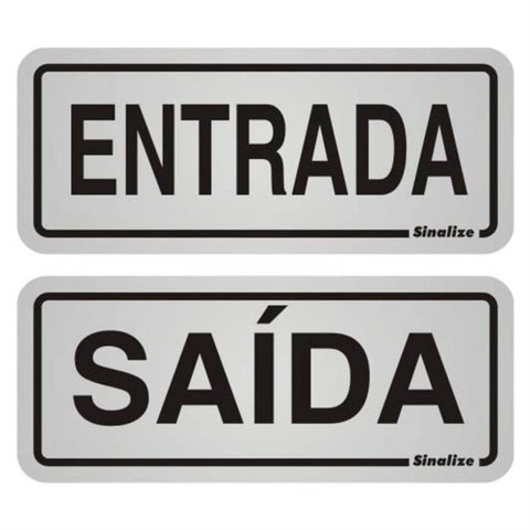 2 Placas de Alumínio Auto-adesiva 5x12cm Entrada / Saída - 900 Bd - Sinalize Placa Alum. 5x12 - Entt