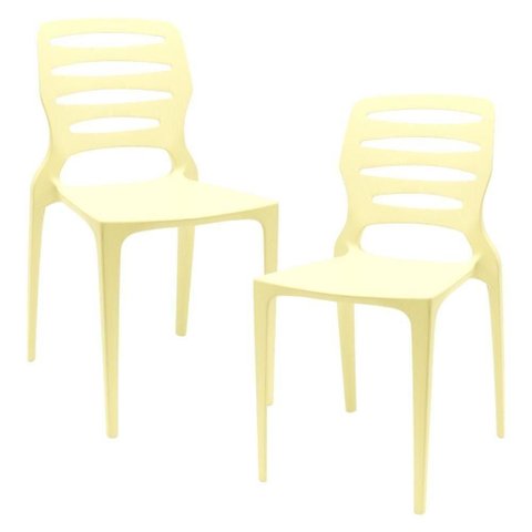 Kit 02 Cadeiras para Cozinha Área Gourmet Jardim Empilhável Larsen P03 Amarelo - Lyam Decor