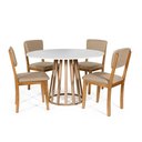 Ver imagem 1 de Mesa de Jantar Redonda Gabi Bran/jade com 4 Cadeiras Estofadas Ella Bege