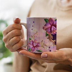 Caneca lilas madeira - 2