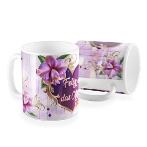 Caneca lilas madeira