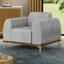 Ver imagem 2 de Kit 2 Poltronas Decorativas Base Gold Molino D06 Linho D-315 Cinza - Mpozenato