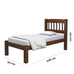 Cama Solteiro Madeira Maciça Itália- Castanho - 2