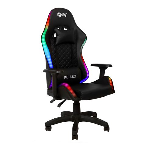 Cadeira Gamer RGB Pollux Reclinável 135° Braço 3D até 150kg Preta CH08BKRGB Elg