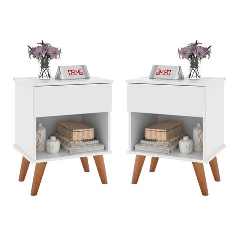 Kit 2 Mesas De Cabeceira Classic Duda Branco