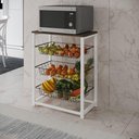 Ver imagem 1 de Fruteira com Suporte para Micro-ondas Barcelona Aço Branco Cesto Preto Tampo Amêndoa - Cor: Marrom
