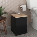 Ver imagem 3 de Lixeira para Banheiro Quadrada com Tampa Cor:pretomadeirado