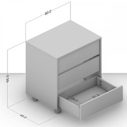 Mesa de Cabeceira Mauá 3 Gavetas com Rodízios Legno Salinas 3419 - Politorno - 4