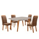 Ver imagem 1 de Mesa de Jantar Copper Lorena 120cm Tampo MDF Vidro Canto Copo com 4 Cadeiras Moderna Mobília