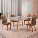 Ver imagem 7 de Mesa de Jantar Copper Lorena 120cm Tampo MDF Vidro Canto Copo com 4 Cadeiras Moderna Mobília