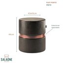 Ver imagem 5 de Kit 02 Puffs Decorativo Redondo Porto Luxo - SalaOne - Courissimo Preto