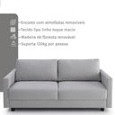 Ver imagem 4 de Sofá 4 Lugares 1,95m Linho Molas Ensacadas Zante Estofama