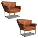 Ver imagem 1 de Poltrona Sala Industrial Dourado Kit 2 Anitta Sintético Pu Nozes D03 - D’Rossi