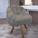 Ver imagem 1 de Poltrona Paloma Escritório Sala Giratória Madeira Suede Cinza e Suede Cappuccino - Dominic Decor