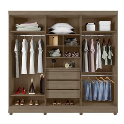 Guarda Roupa Gênova 100% MDF 6 Portas 3 Gavetas com Pés - Lanza:Noce Bronze - 2