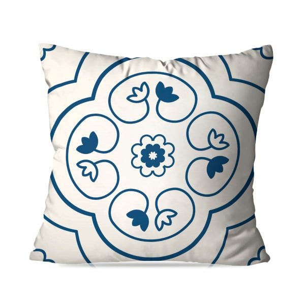 Almofada Avulsa Decorativa Ornamento Azul 45x45cm - 1