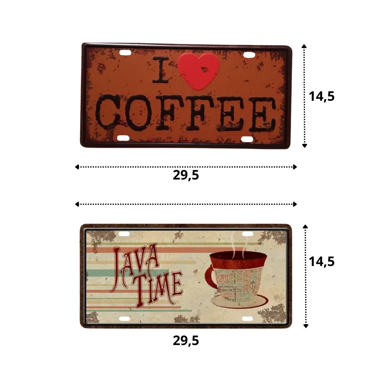 Kit Placas Decoração I Love Coffee e Java Time Café Vintage - 3